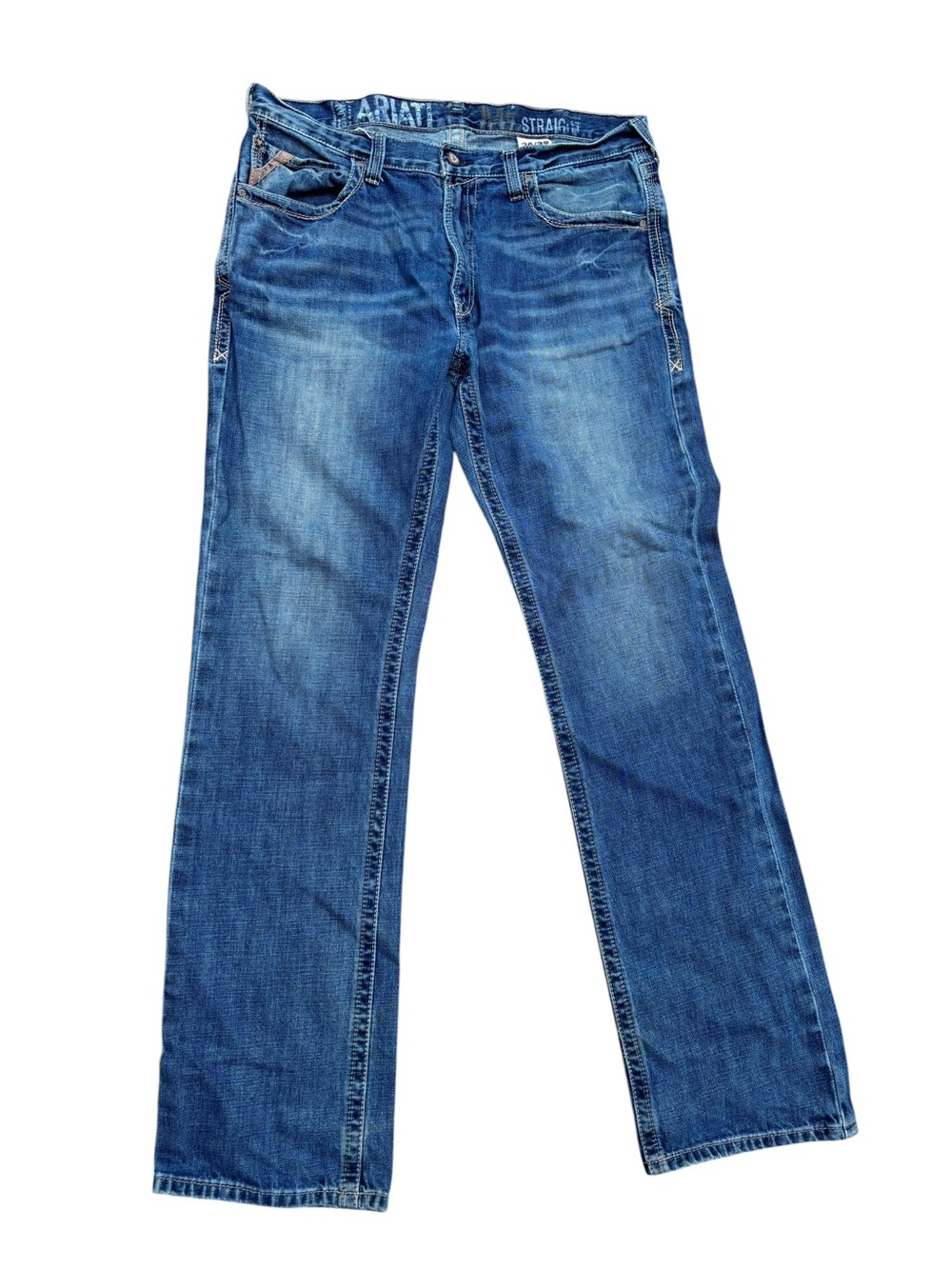Ariat M5 Straight Men's Bootcut Washed Blue Jeans Cowboy Western Size 36x36